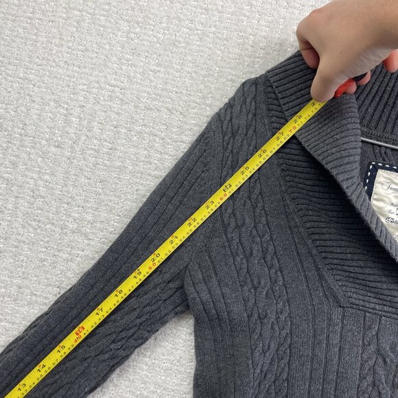 VTG Tommy Hilfiger Womens M Cable Knit Sweater Shawl Collar Neutral Grey - Picture 9 of 12